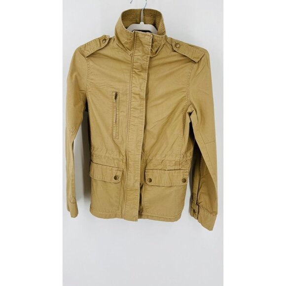 Love Tree Utility Jacket Tan Size M Lightweight Zip, Button, Tie Waist - Picture 1 of 16